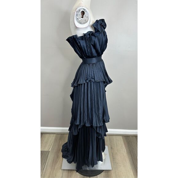 AMUR Janey Tiered Shell High-Low Gown in Navy Size US12 $648 - Picture 10 of 12